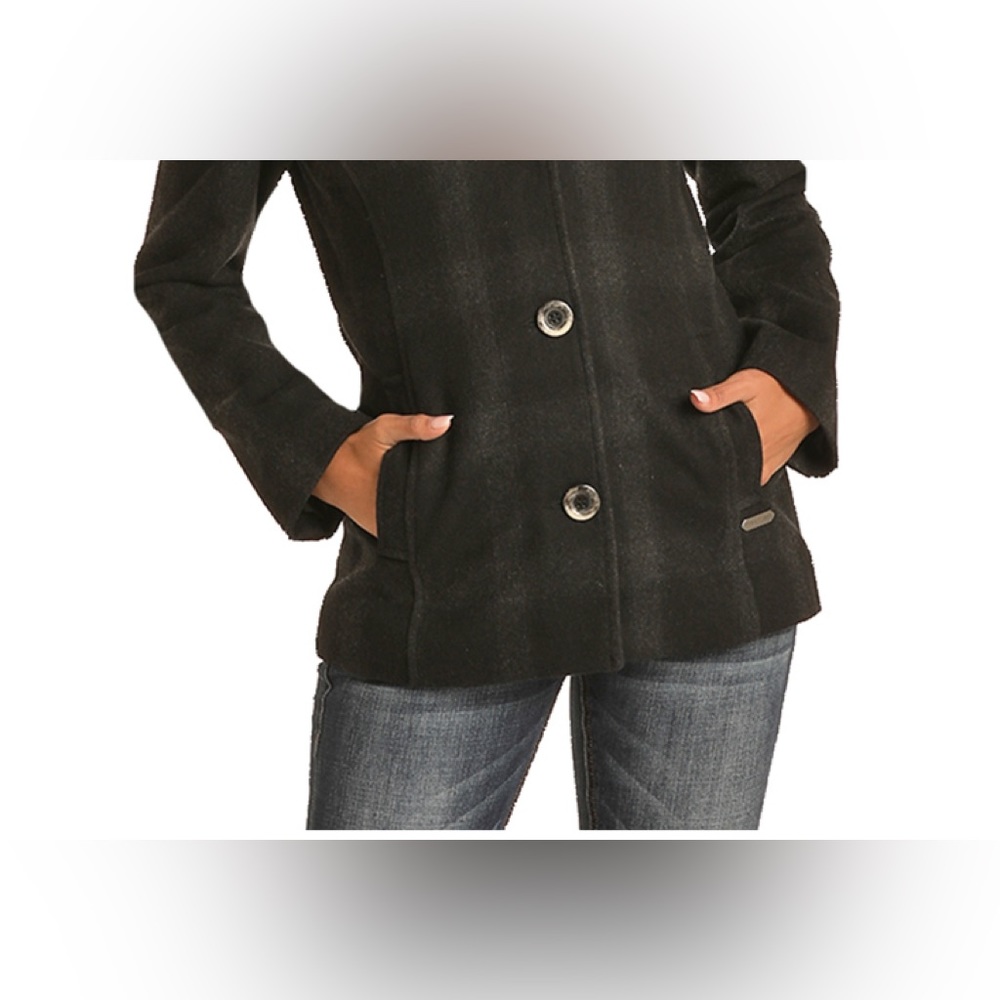 LADIES WOOL BLACK PLAID JACKET
